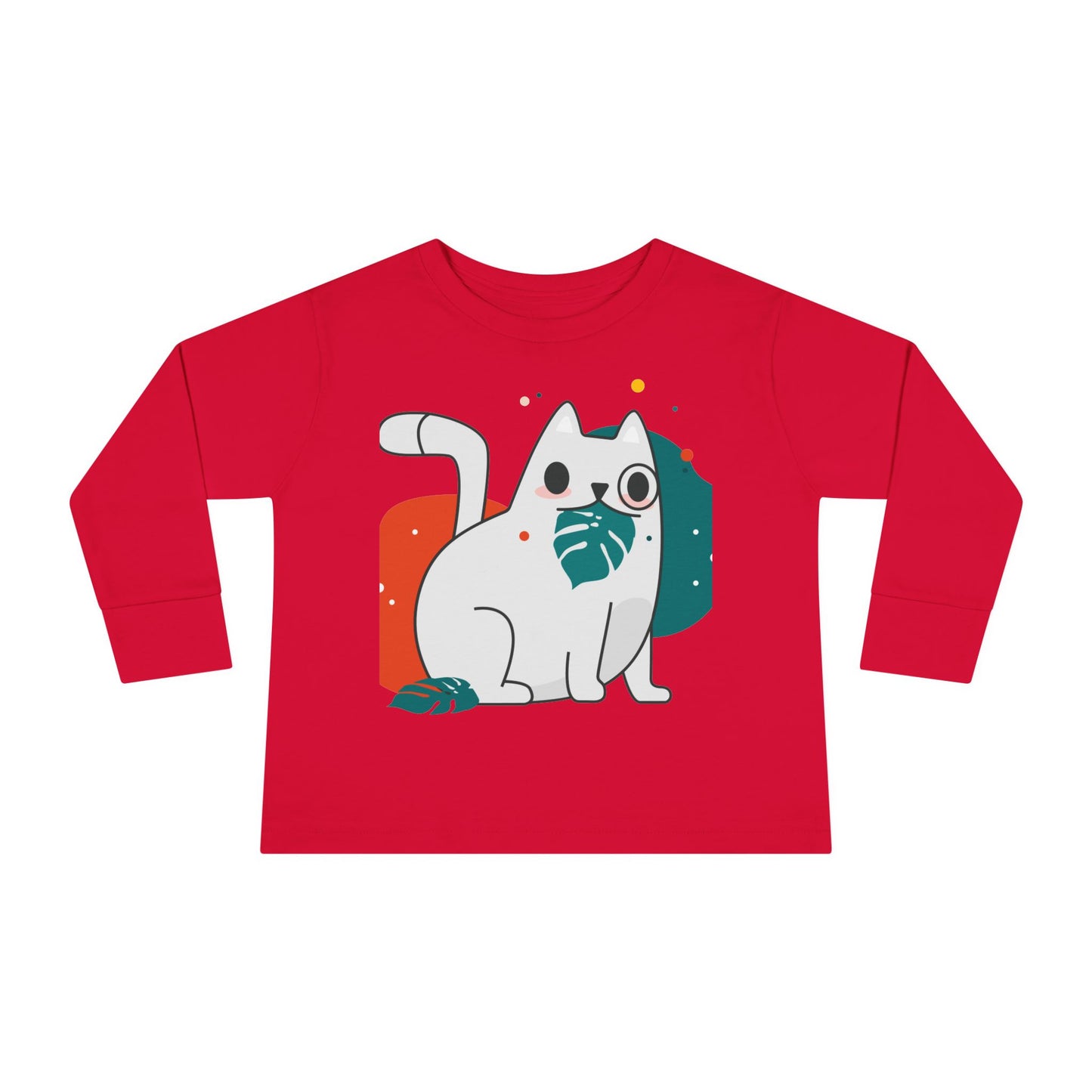 Cute Cat Toddler Long Sleeve Tee - Adorable Playful Design for Kids