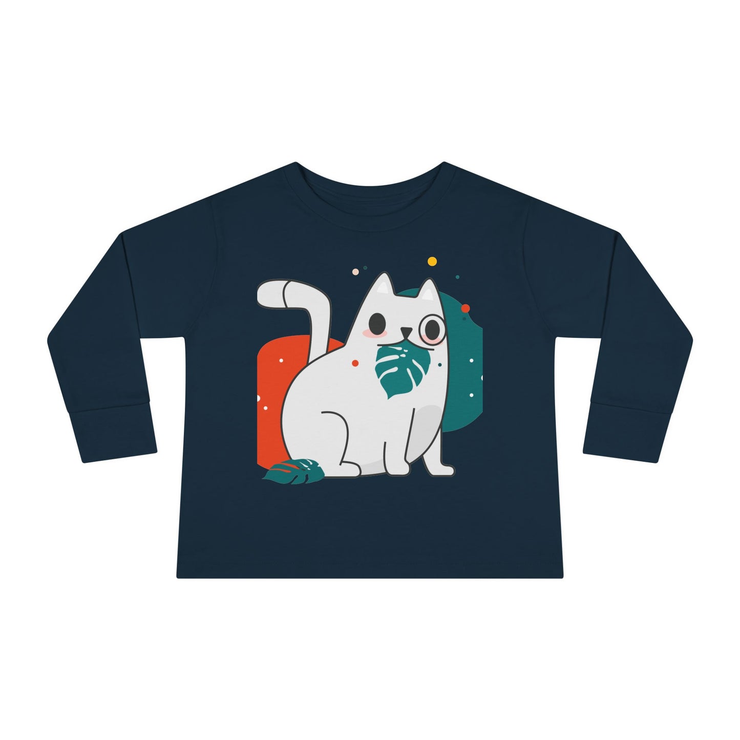 Cute Cat Toddler Long Sleeve Tee - Adorable Playful Design for Kids