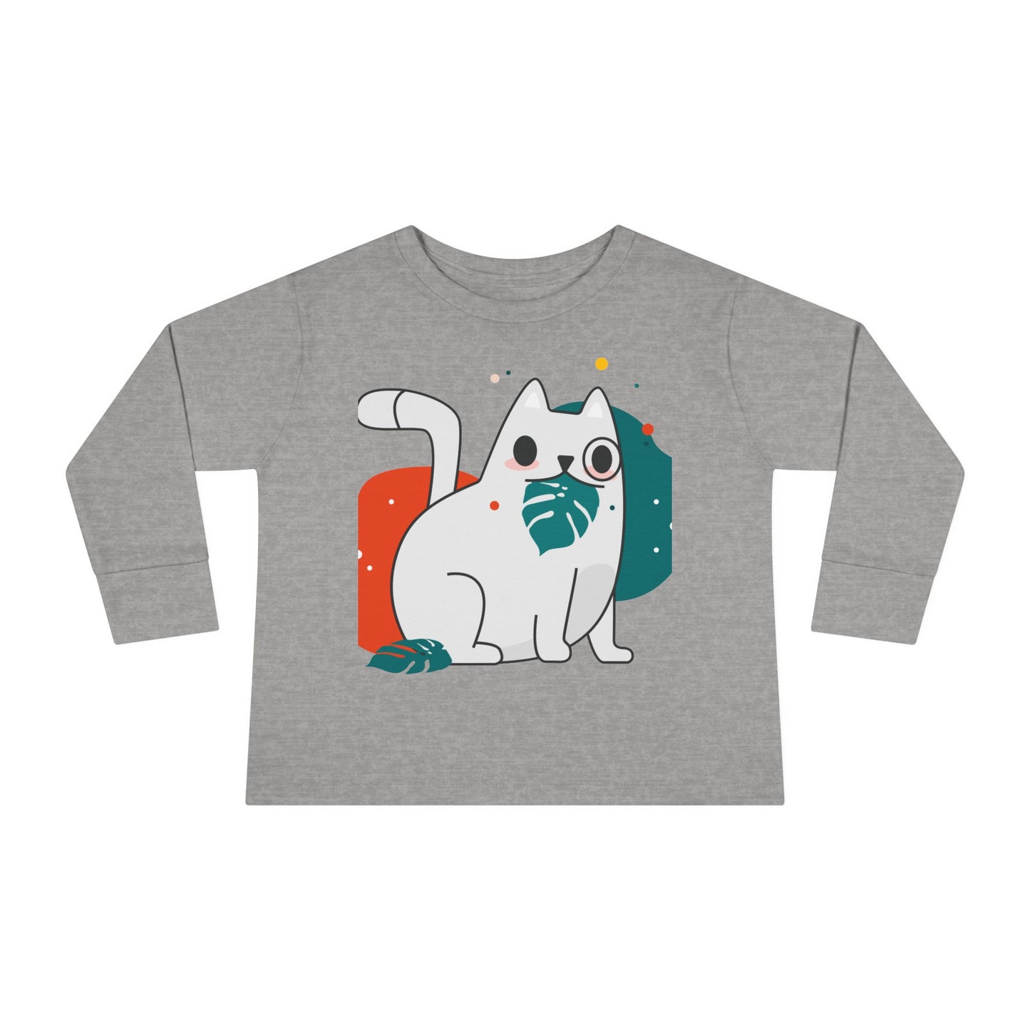 Cute Cat Toddler Long Sleeve Tee - Adorable Playful Design for Kids