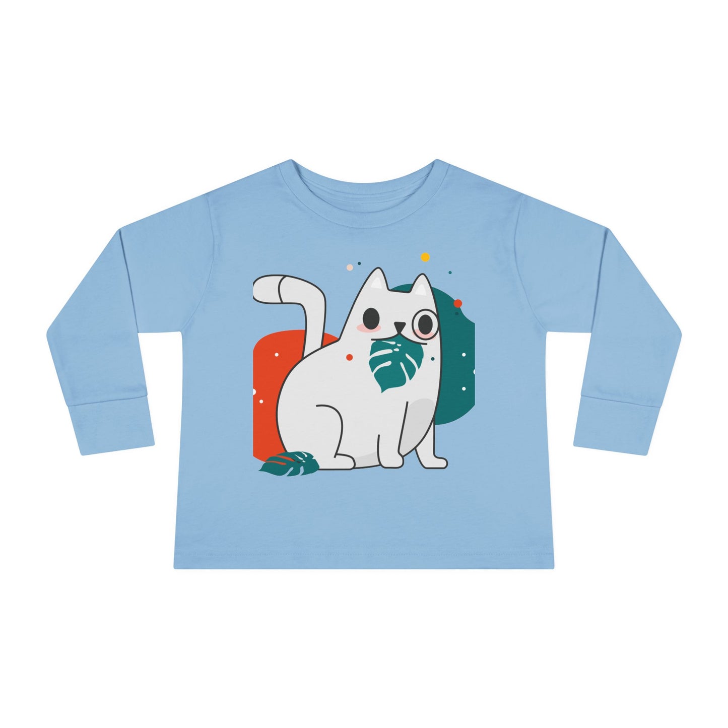 Cute Cat Toddler Long Sleeve Tee - Adorable Playful Design for Kids